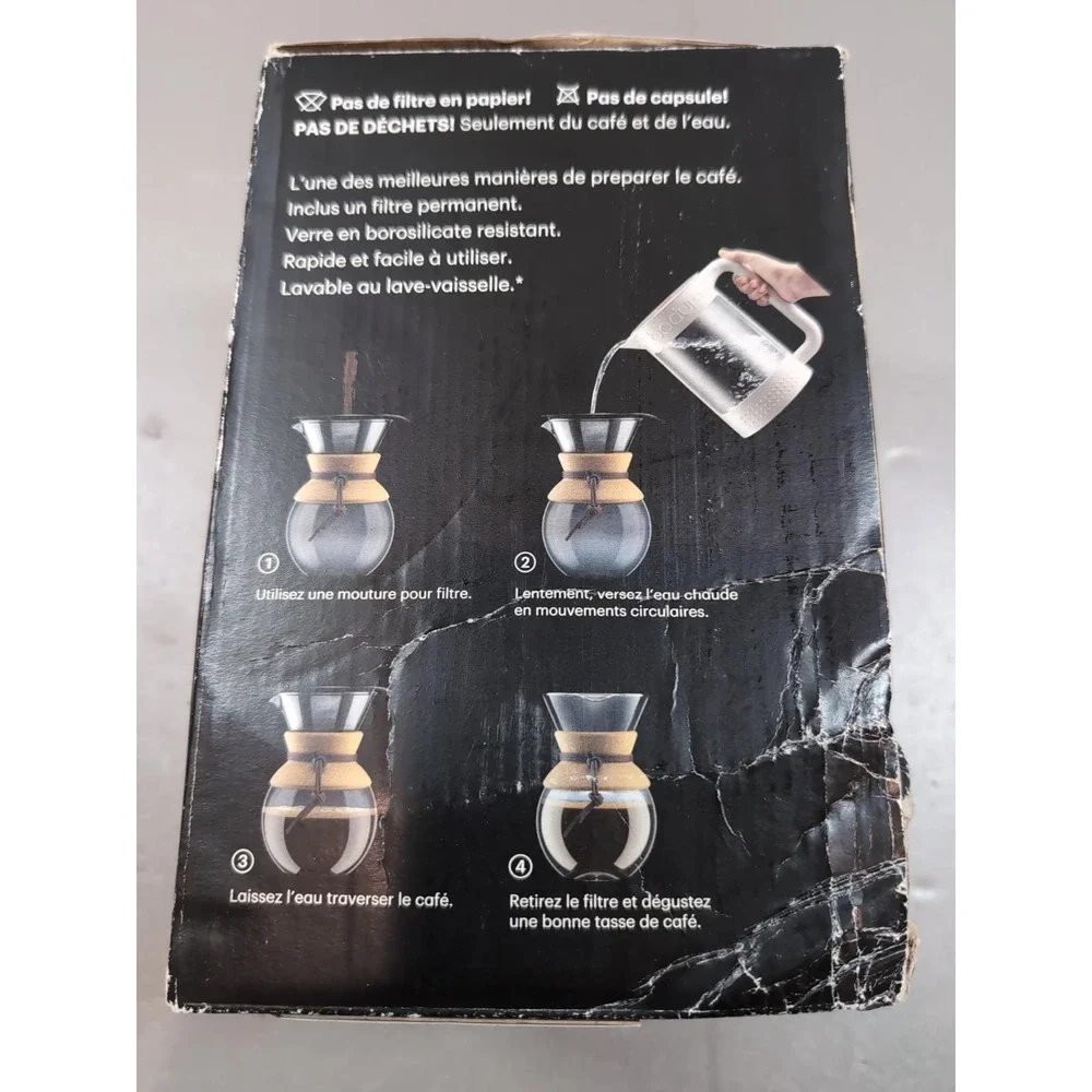 Bodum Pour Over Coffee Maker 8 Cup 34oz Cork Collar Glass 11571-109US Portugal